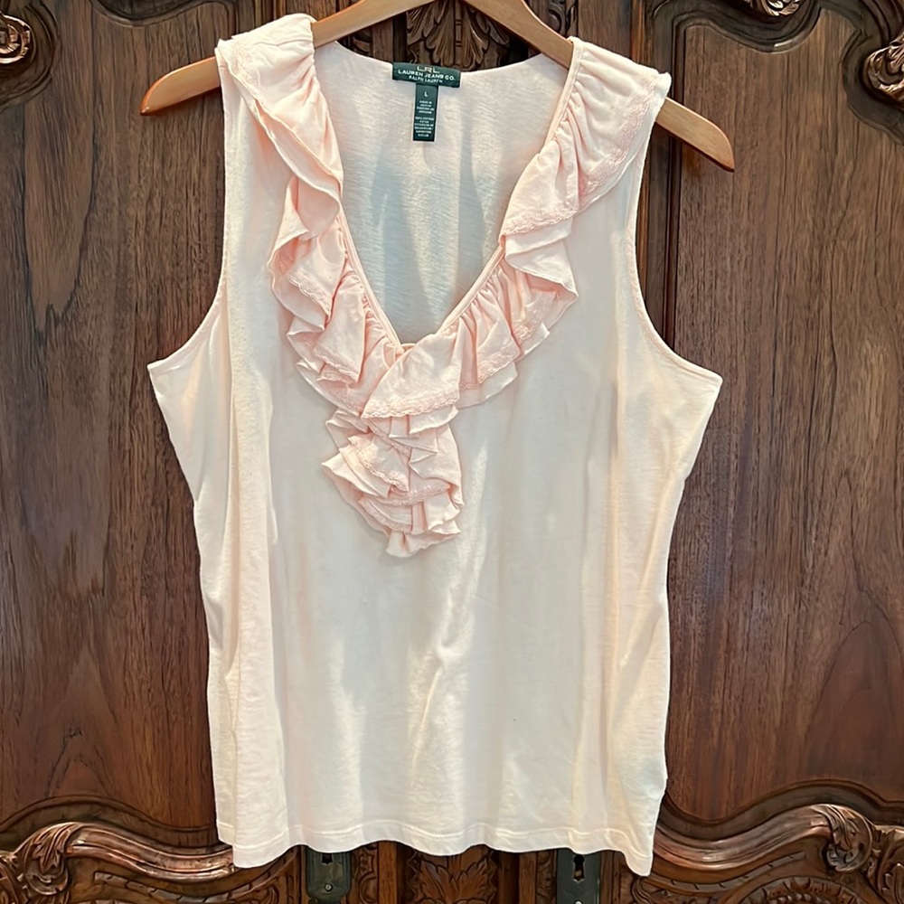 Sleeveless Light Pink V-neck Ralph Lauren Top